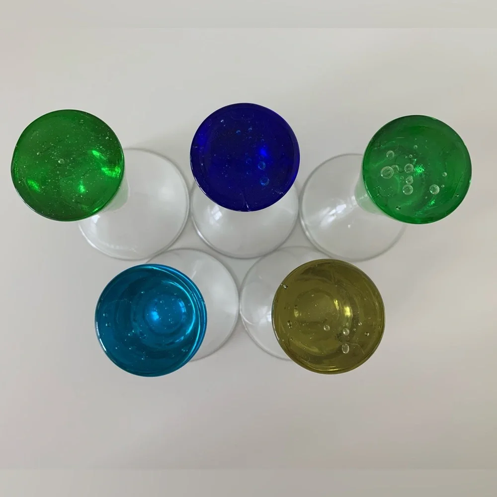 CARNIVAL CRUISE LINE Shot Glasses Souvenir Pedestal Colorful Bubble Bases EUC